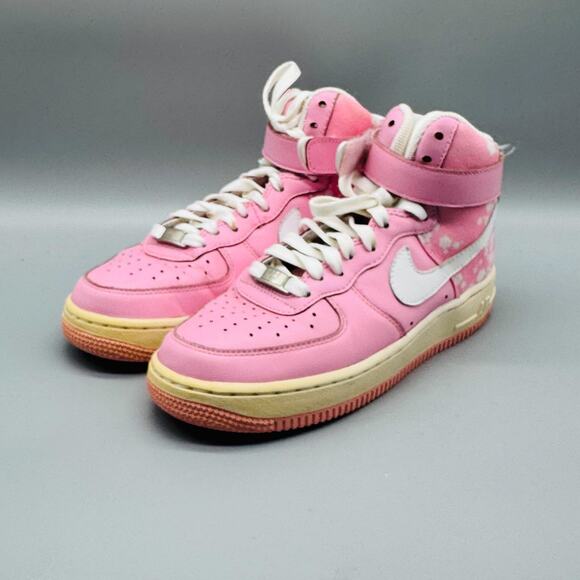Nike Shoes Womens 6 Pink Air Force 1 High Top Floral Ankle Strap AF1 Sneakers - Picture 4 of 11
